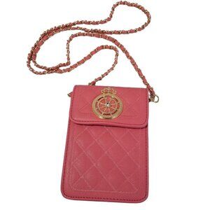 NWT Mini Quilted Flap Chain Phone Bag Pu‎ Leather Small Crossbody Color Coral